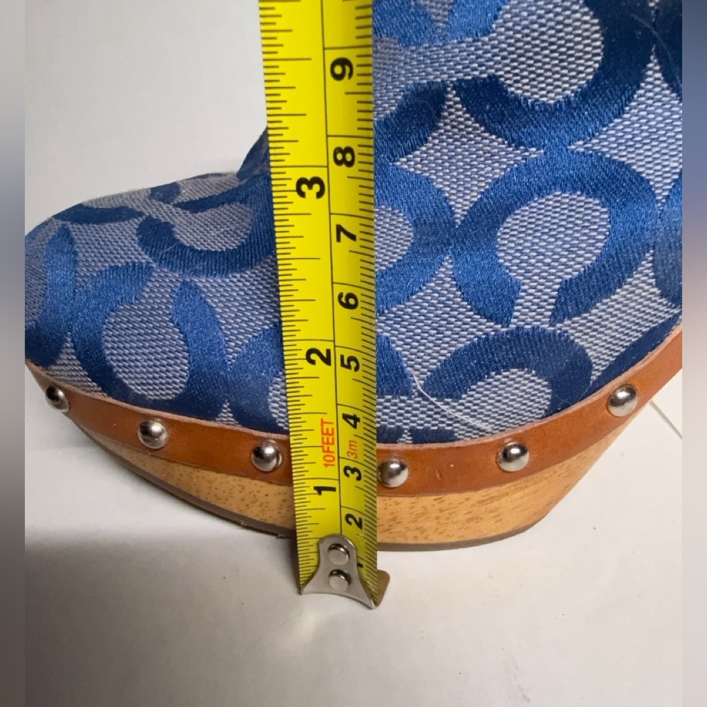 NWT COACH Vintage Bacall Blue Signature Logo Platform Heeled Clogs/Mules Size 7 - Picture 2 of 6